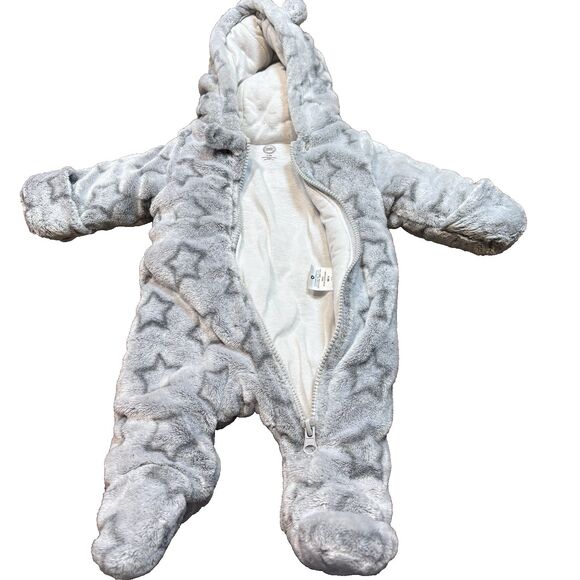 "WONDER NATION" PRAM, SOFT PILE, HOODED, NEW, 0-3 MOS,1 PIECE OUTER ZIP COAT - Picture 6 of 11